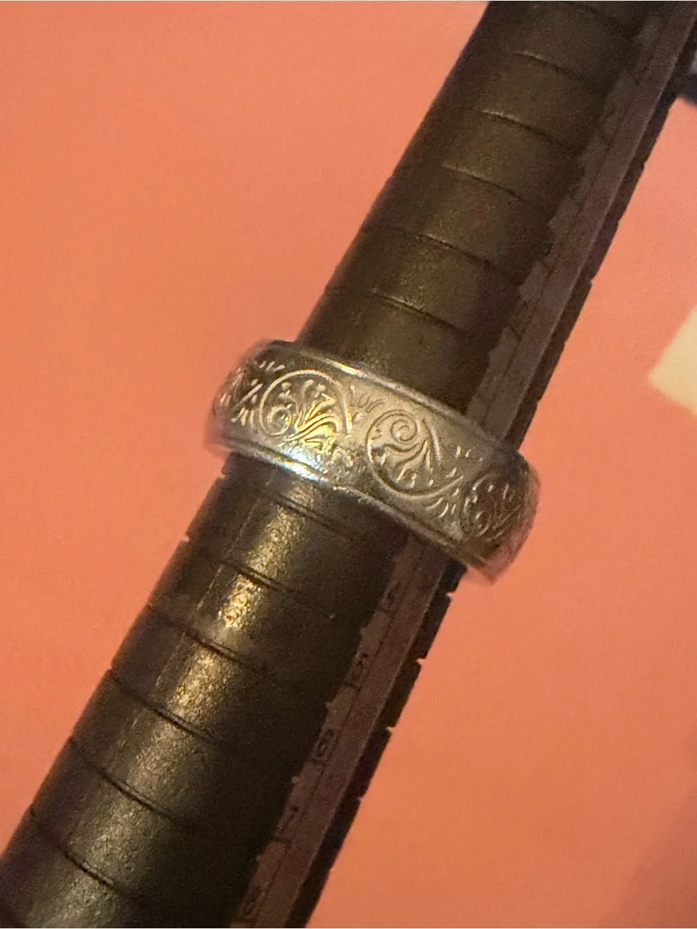 Metal Masters Size 6.75 Silver Stainless Steel Ornate Engraved Band Ring